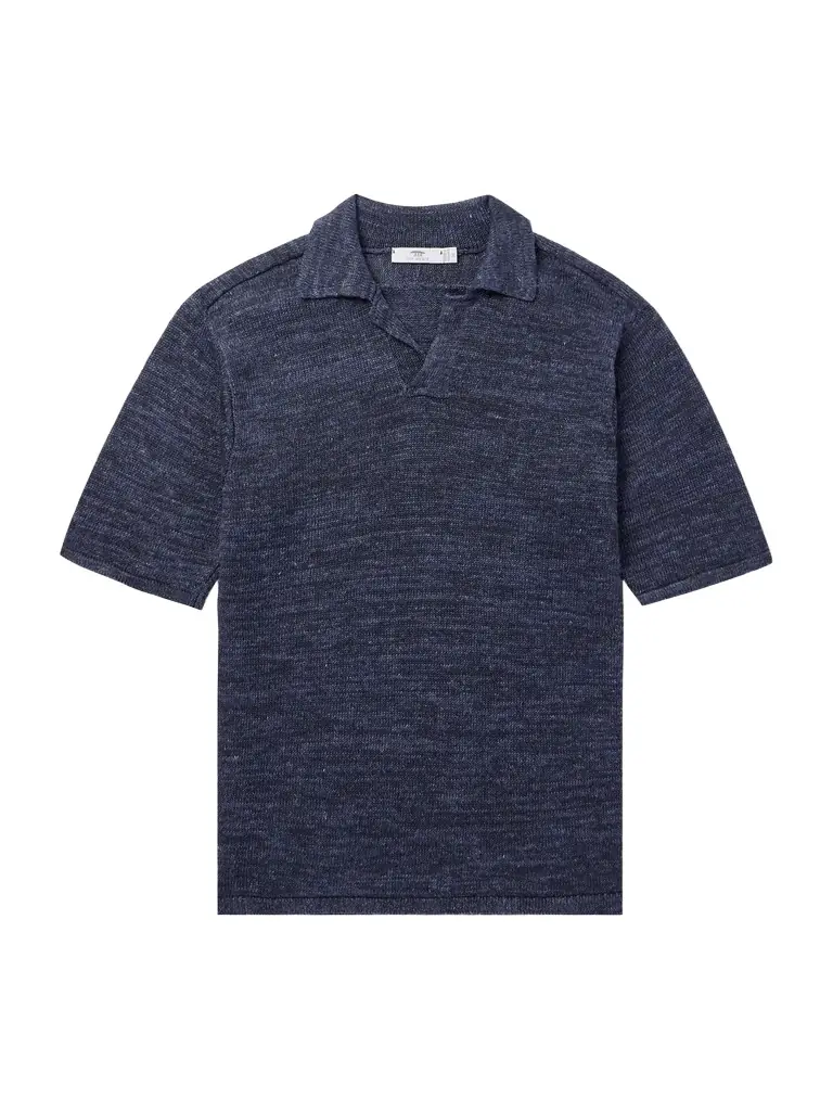 INIS MEAIN Knitted Linen Polo Shirt - Men