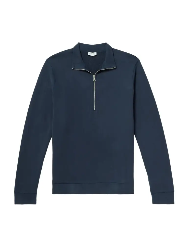 Sunspel Cotton-Jersey Half-Zip Sweatshirt - Men