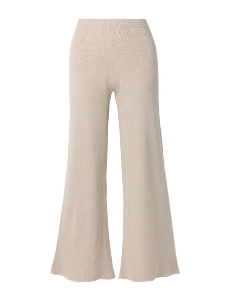 The Elder Statesman Delicash Ribbed Cashmere And Silk-blend Wide-leg Pants