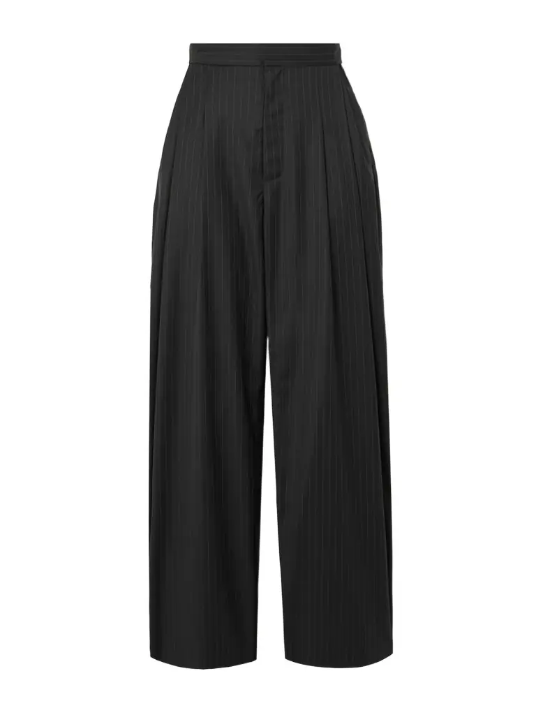 St. Agni Adjust Pleated Pinstriped Wool-blend Wide-leg Pants