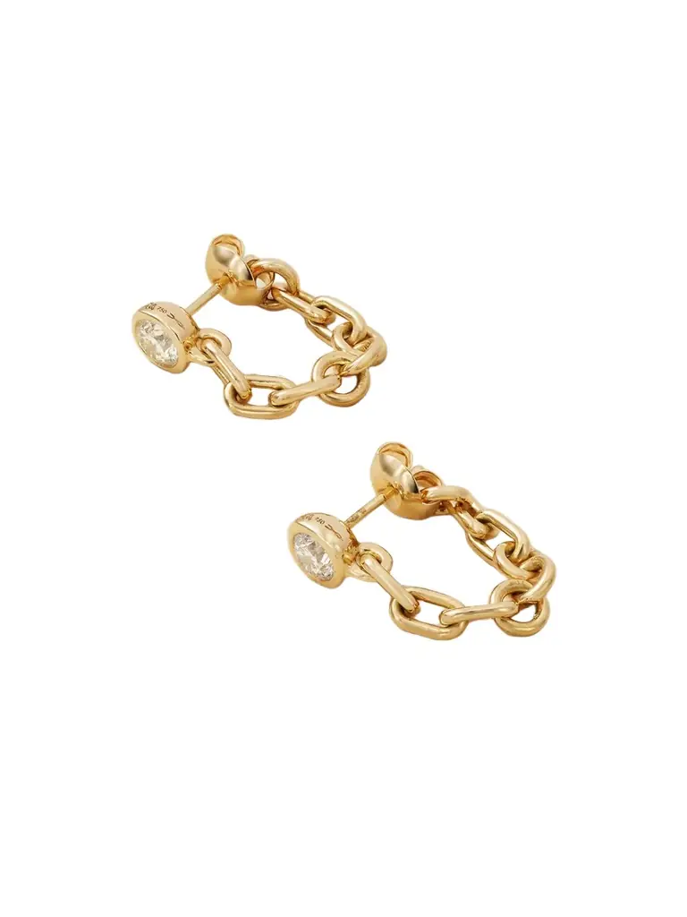 Uniform Object Chain 18-karat Gold Diamond Earrings