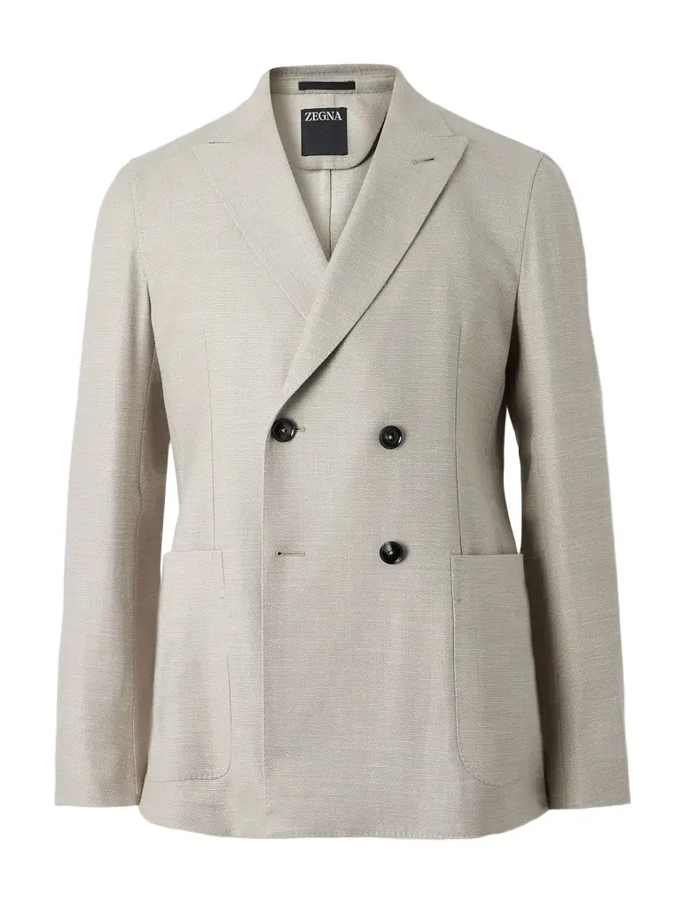 Zegna Double-Breasted Woven Blazer - Men