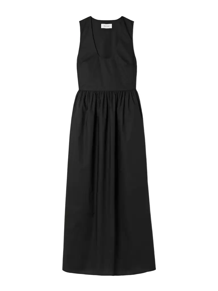 Matteau Gathered Organic Cotton-poplin Midi Dress
