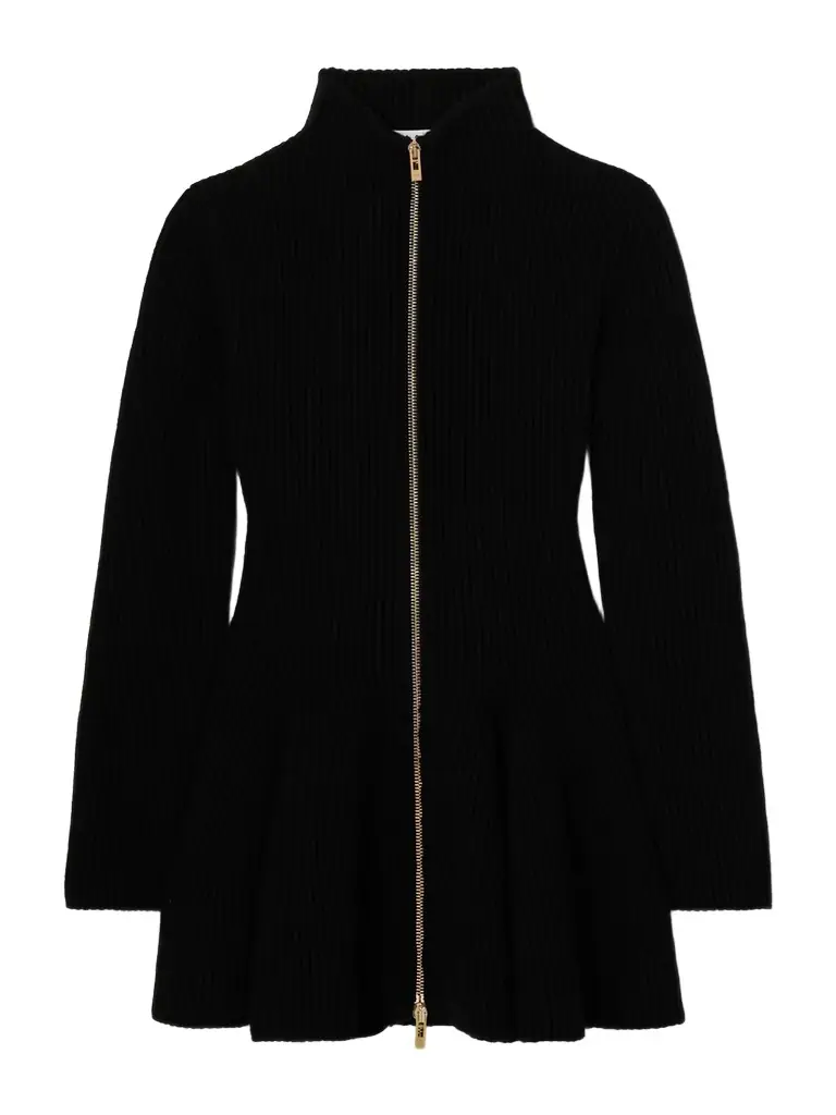 Alaïa Ribbed Wool And Cashmere-blend Peplum Cardigan