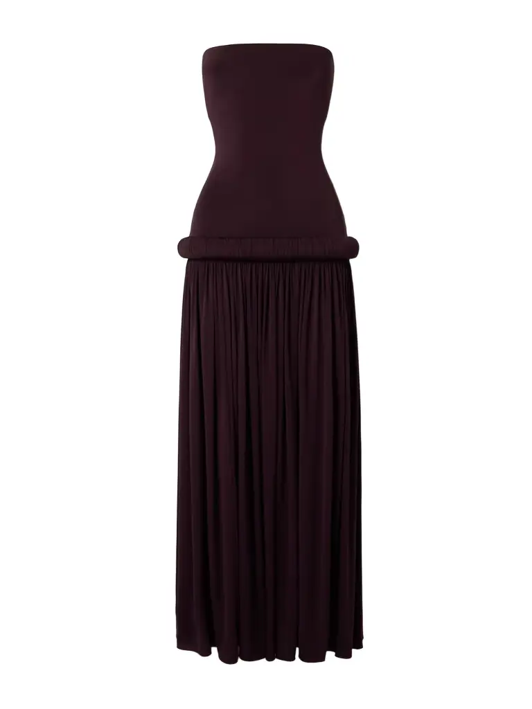 Alaïa Strapless Pleated Stretch-jersey Midi Dress