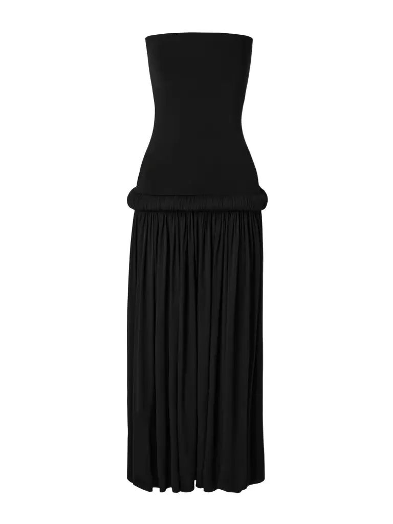 Alaïa Strapless Pleated Stretch-jersey Midi Dress