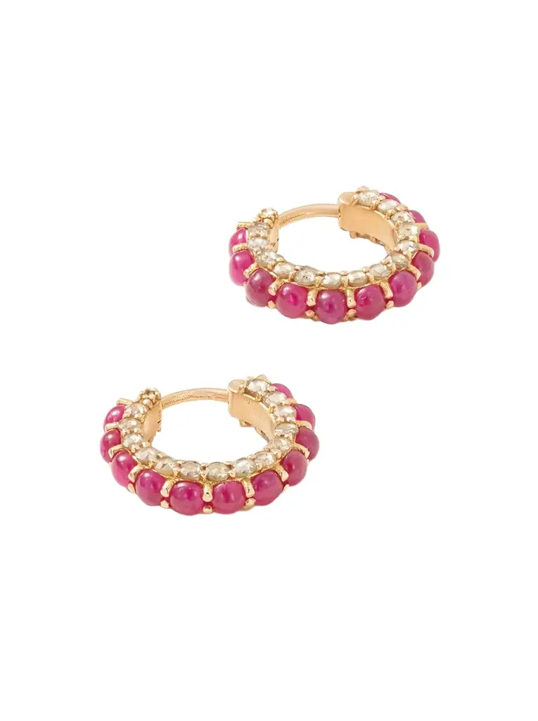 Ileana Makri Streamflow 18-karat Rose Gold, Ruby And Diamond Hoop Earrings