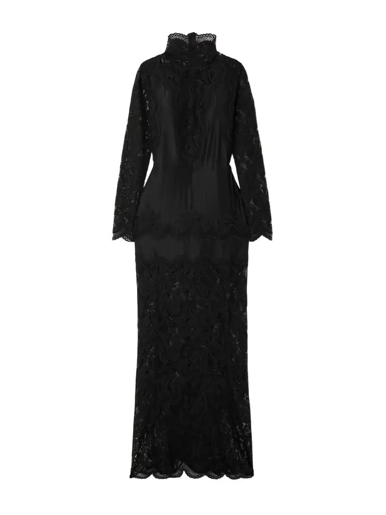 Rabanne Lace-trimmed Silk-satin Maxi Dress