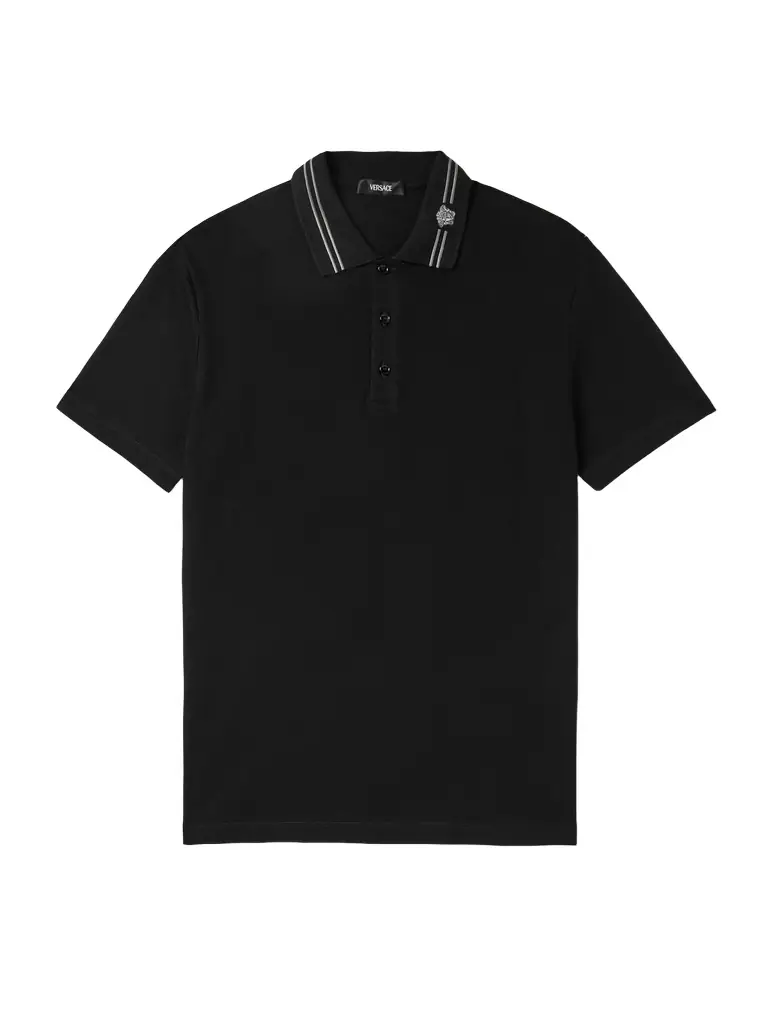 Versace Medusa Embroidered Cotton-Piqué Polo Shirt - Men
