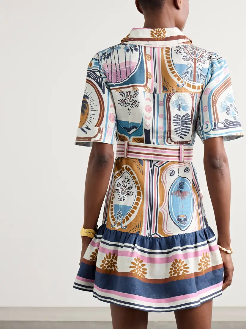 farm rio cerrado short-sleeve belted linen mini dress FARM Rio | Dresses | Farm Rio Cerrado Shortsleeve Belted Linen Mini Dress Size Small Nwt