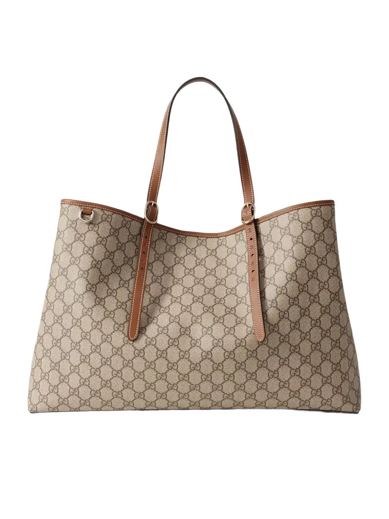 Gucci Gg Emblem Leather-trimmed Printed Coated-canvas Tote