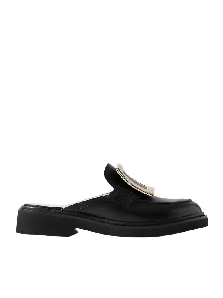 Roger Vivier Viv Rangers Embellished Leather Slippers