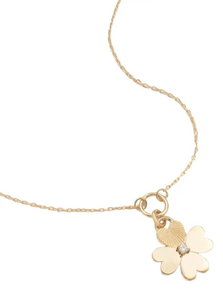Foundrae Four Heart Clover 18-karat Gold, Enamel And Diamond Necklace