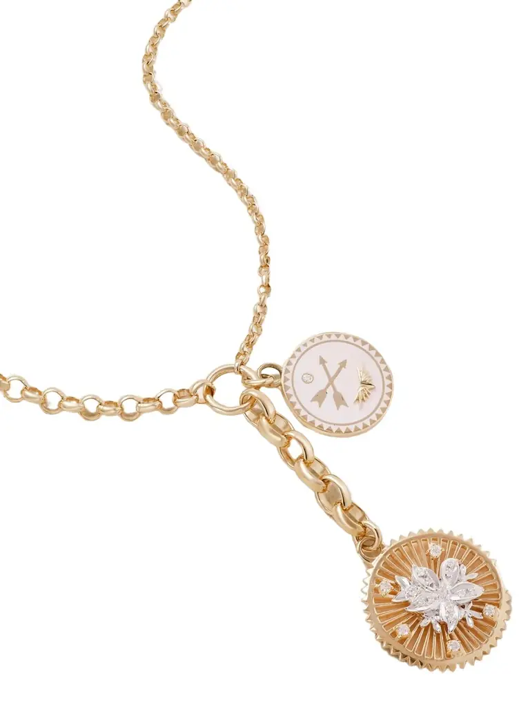 Foundrae Resilience And Passion 18-karat Gold, Enamel And Diamond Necklace