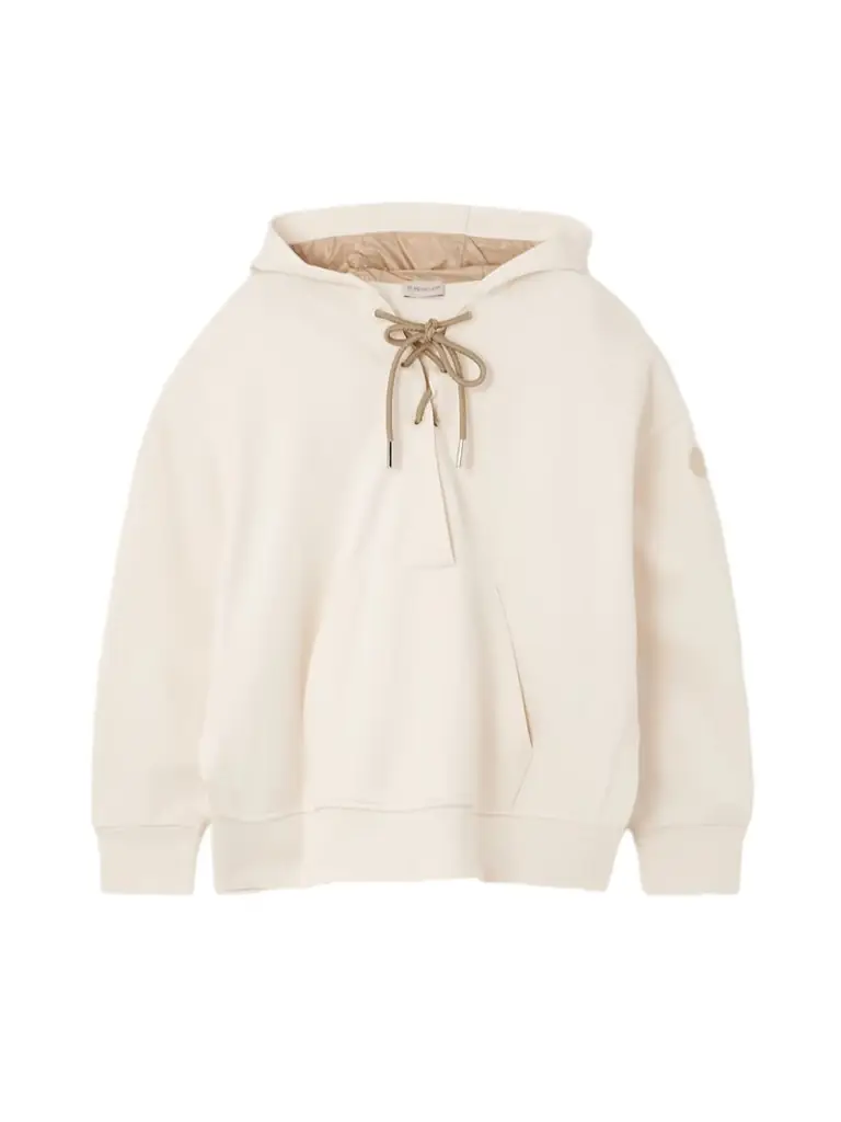 Moncler Lace-up Cotton-blend Jersey Hoodie