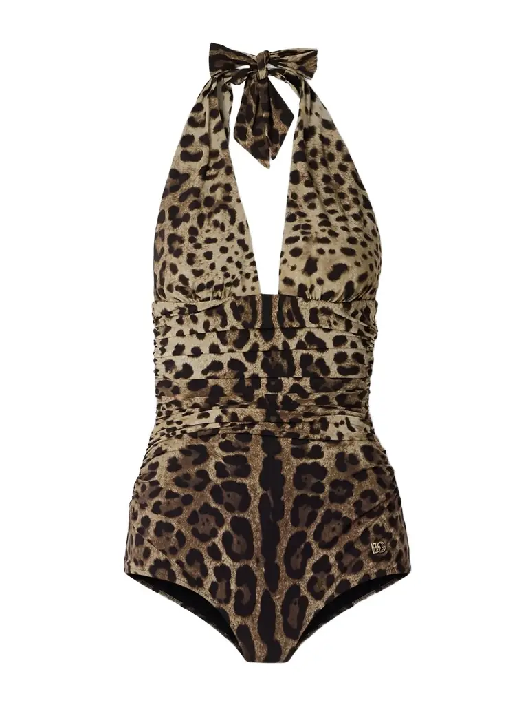 Dolce & Gabbana Leopard-print Halterneck Swimsuit
