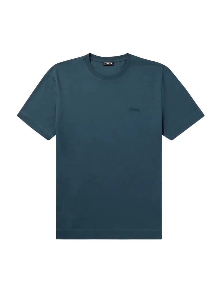 Zegna Slim-Fit Logo-Embroidered Cotton-Jersey T-Shirt - Men