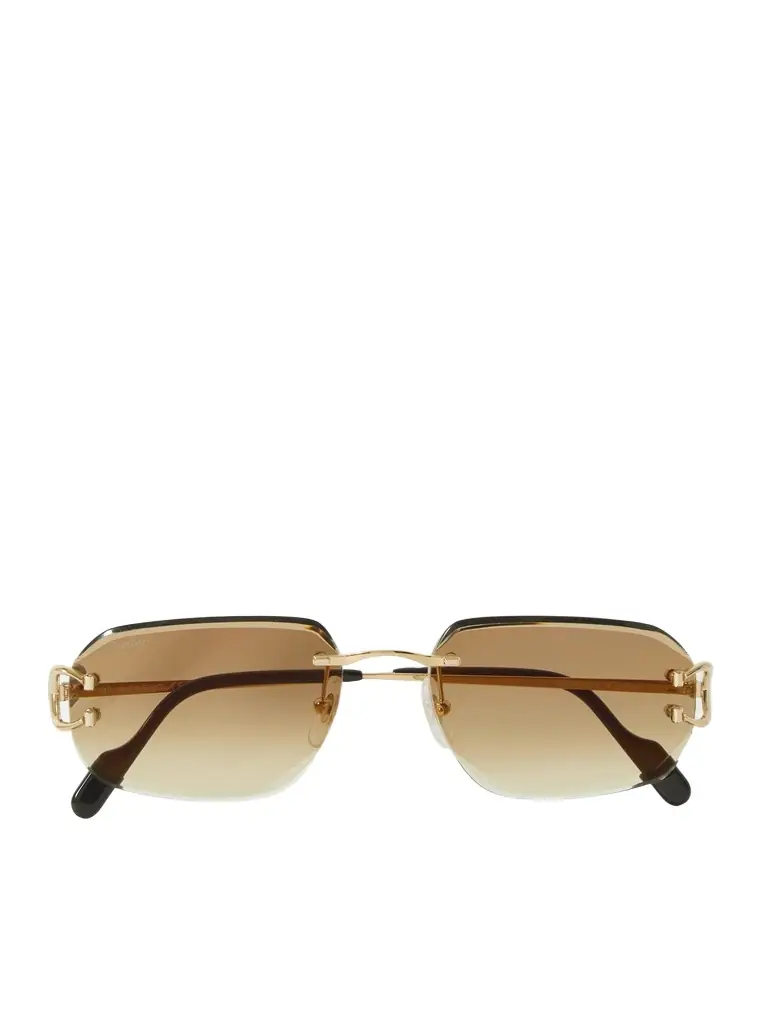 Cartier Eyewear Signature C Rimless Rectangular-Frame Gold-Tone Sunglasses - Men