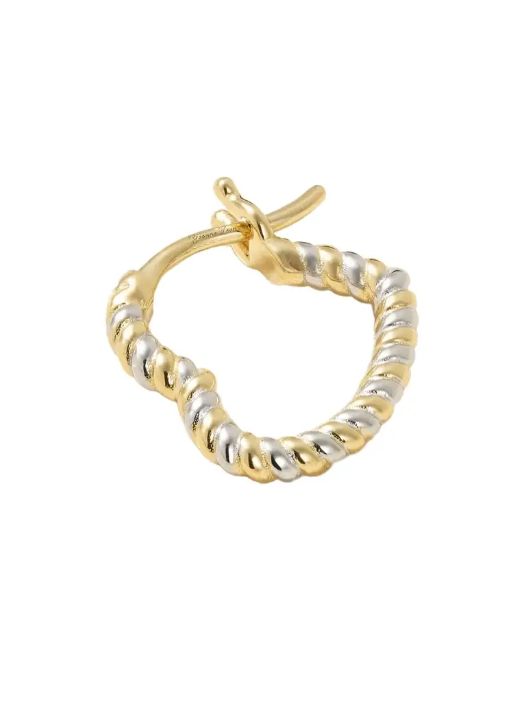 Yvonne Léon Mini Créole Coeur 9-karat Yellow And White Gold Single Hoop Earring