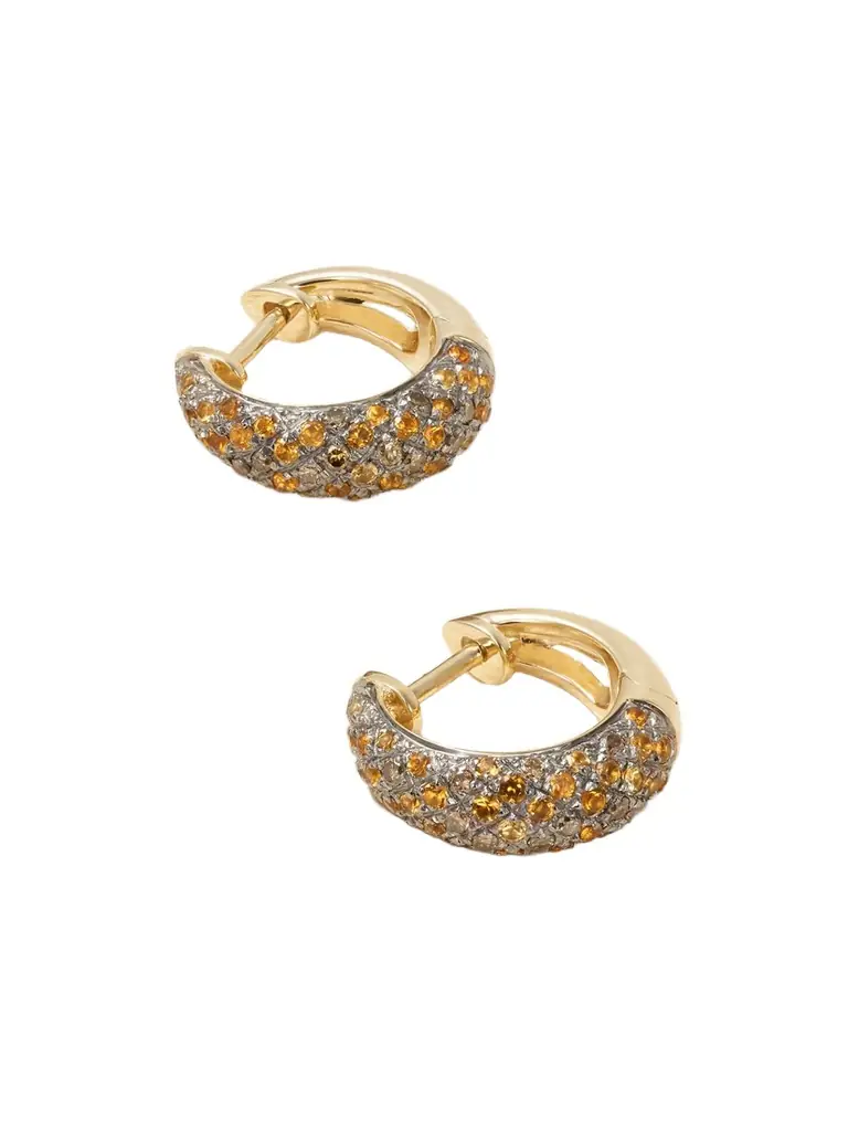 Yvonne Léon Python 9-karat Gold, Diamond And Citrine Hoop Earrings