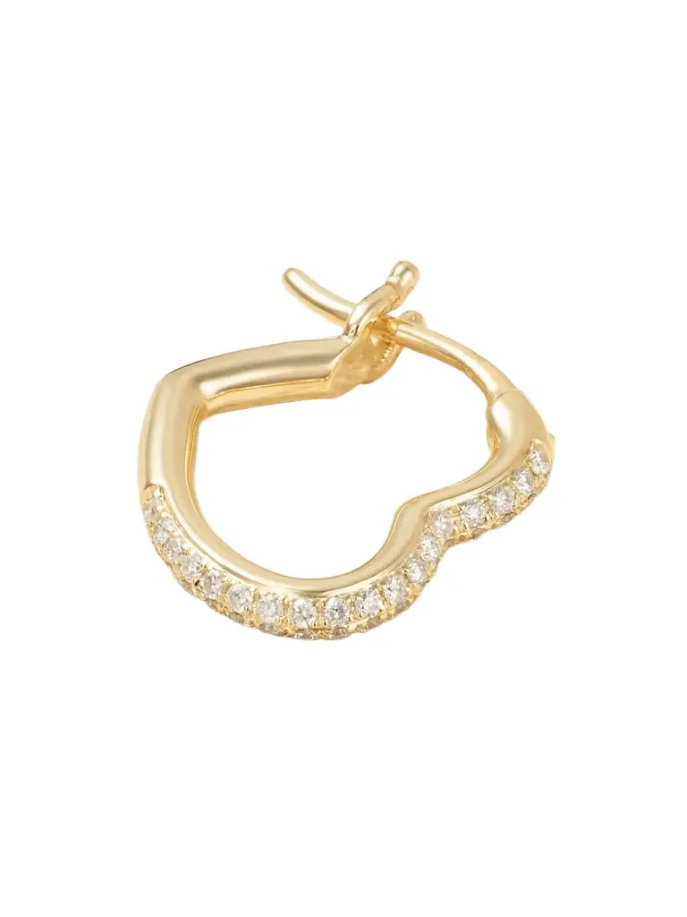 Yvonne Léon Mini Créole Coeur 9-karat Gold Diamond Single Hoop Earring