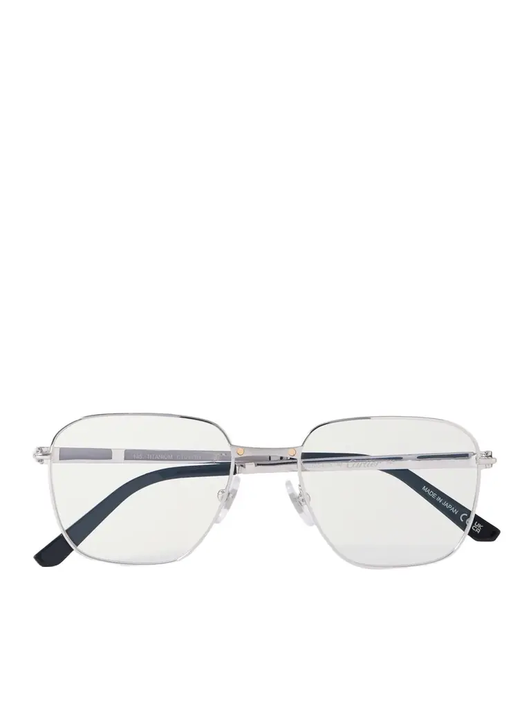 Cartier Eyewear Santos de Cartier D-Frame Silver-Tone Titanium Optical Glasses - Men