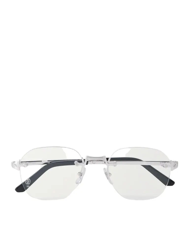 Cartier Eyewear Santos de Cartier Rimless D-Frame Silver-Tone Optical Glasses - Men
