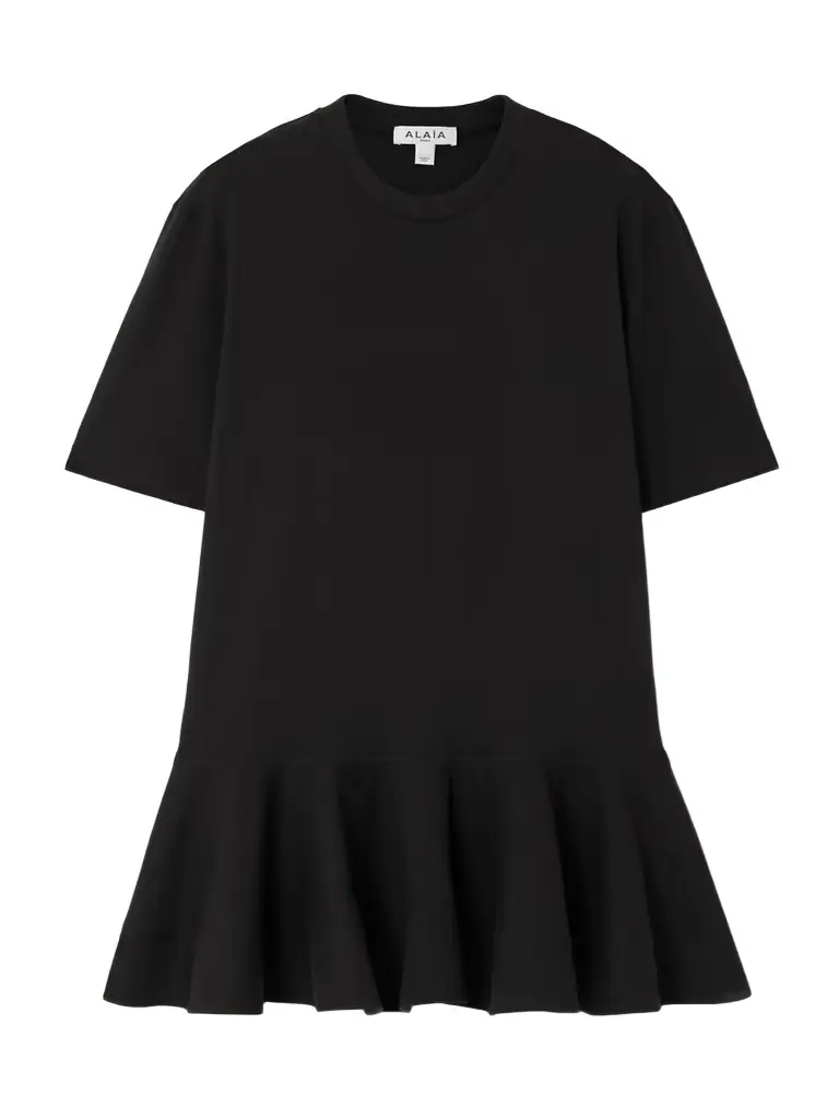 Alaïa Oversized Poplin-trimmed Cotton-jersey Peplum T-shirt