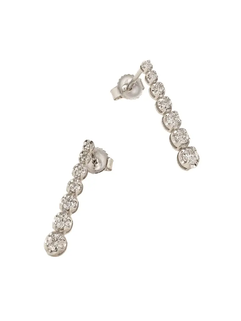 Jennifer Meyer Mini Graduated 18-karat White Gold Diamond Earrings