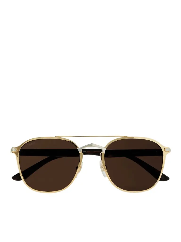 Cartier Eyewear Aviator-Style Gold-and Silver-Tone and Tortoiseshell Acetate Sunglasses - Men