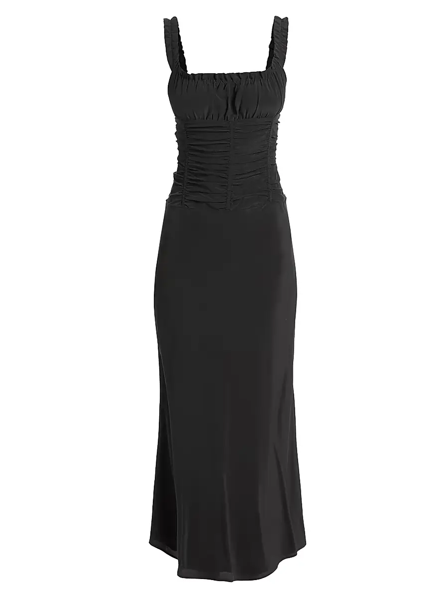 Staud Women's Nic Silk Midi-Dress - Black