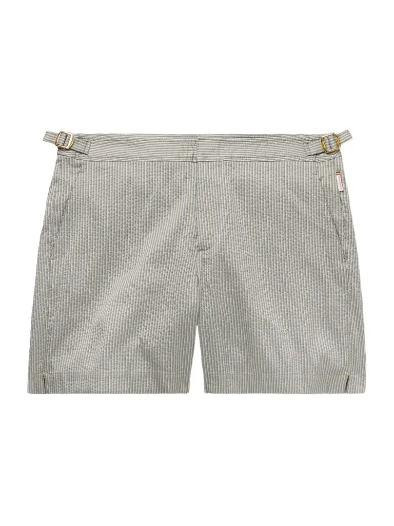 Orlebar Brown Bulldog Straight-Leg Mid-Length Striped Seersucker Swim Shorts - Men
