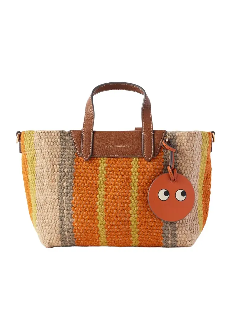 Anya Hindmarch + Maison Bengal Leather-trimmed Striped Jute Tote - Women's Bags