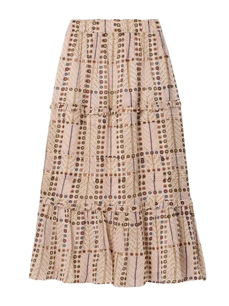 Marant Étoile Diya Tiered Printed Cotton-voile Midi Skirt - Women's Clothing
