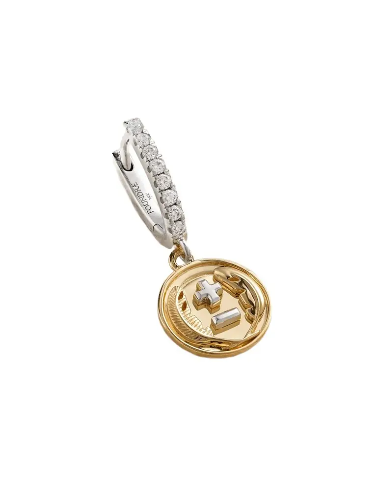 Foundrae Vivacity Mini Medallion 18-karat Yellow And White Gold Diamond Single Earring