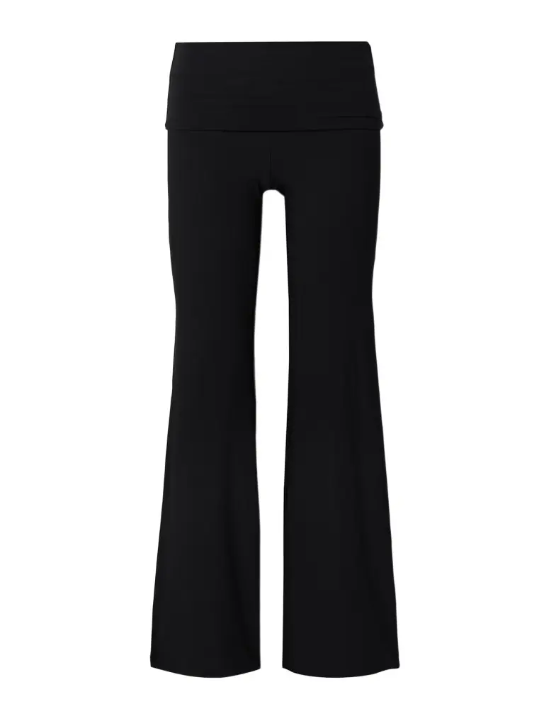 Skims Soft Lounge Ribbed Foldover Pants - Onyx - Women's Clothing