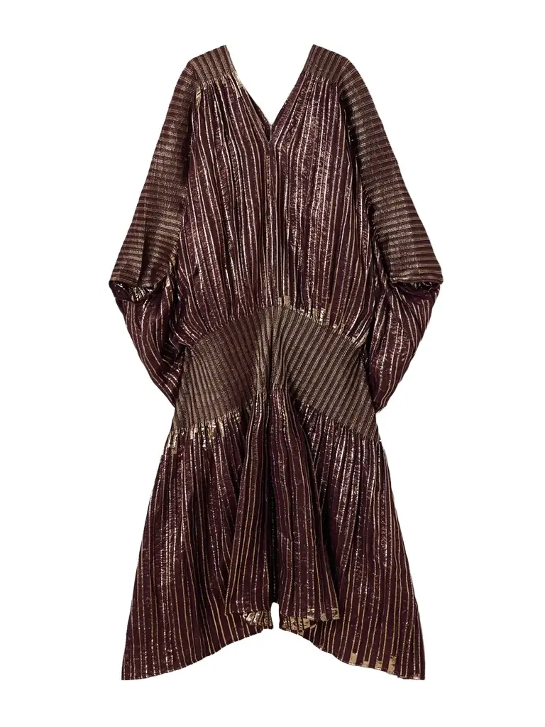 Dima Ayad Striped Metallic Voile And Stretch-knit Kaftan