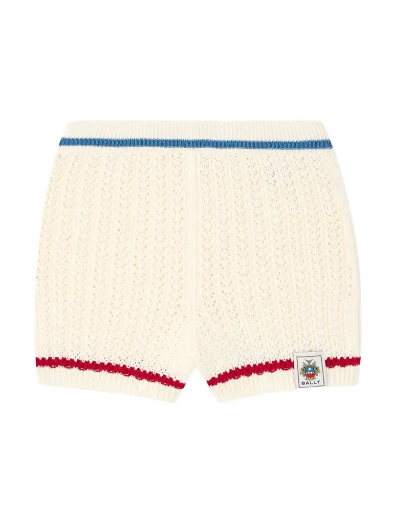 BALLY Striped Open-knit Cotton Shorts