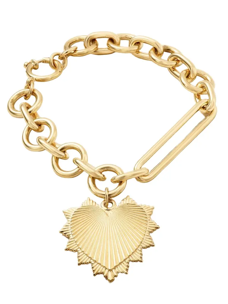 Foundrae Heart Mixed Oversized Clip 18-karat Gold Bracelet