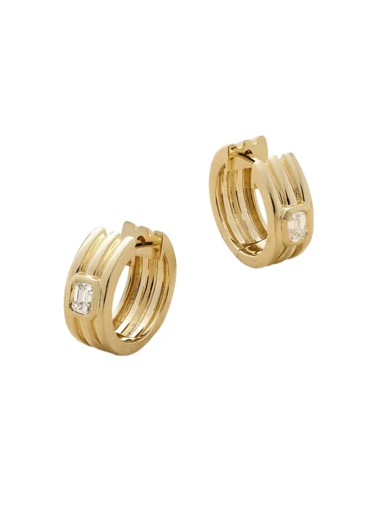 STONE AND STRAND Trio Ridge 14-karat Gold Diamond Hoop Earrings