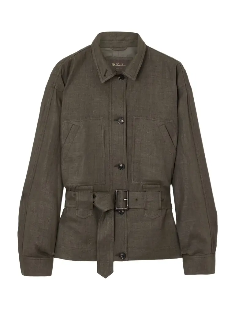 Loro Piana Jaylon Belted Linen And Wool-blend Jacket