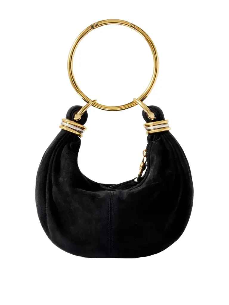 Chloé Bracelet Small Embellished Leather-trimmed Suede Shoulder Bag