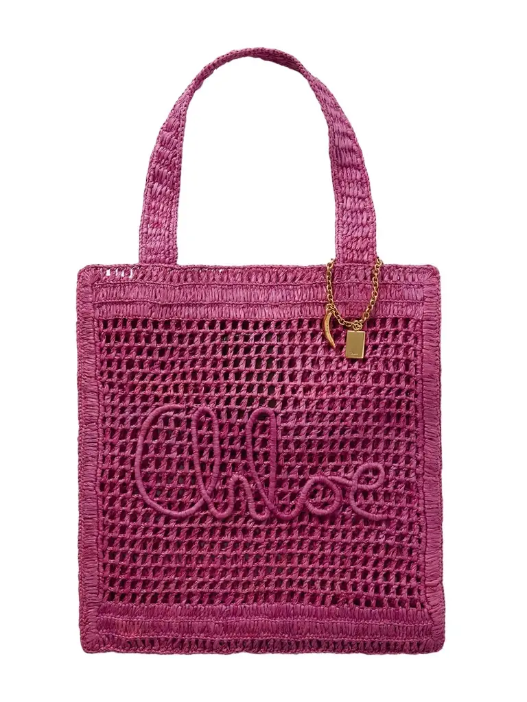 Chloé Summer Banana Embellished Crocheted Raffia Tote