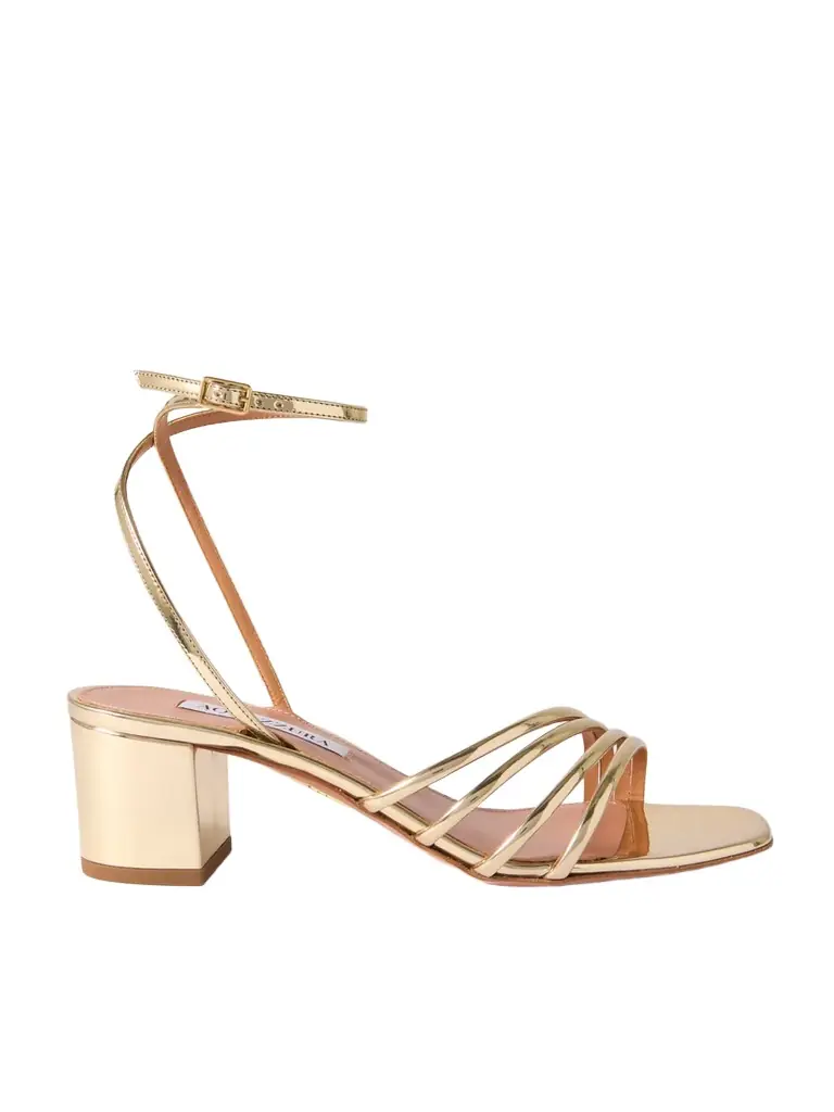 Aquazzura Latour 50mm Metallic Leather Sandals