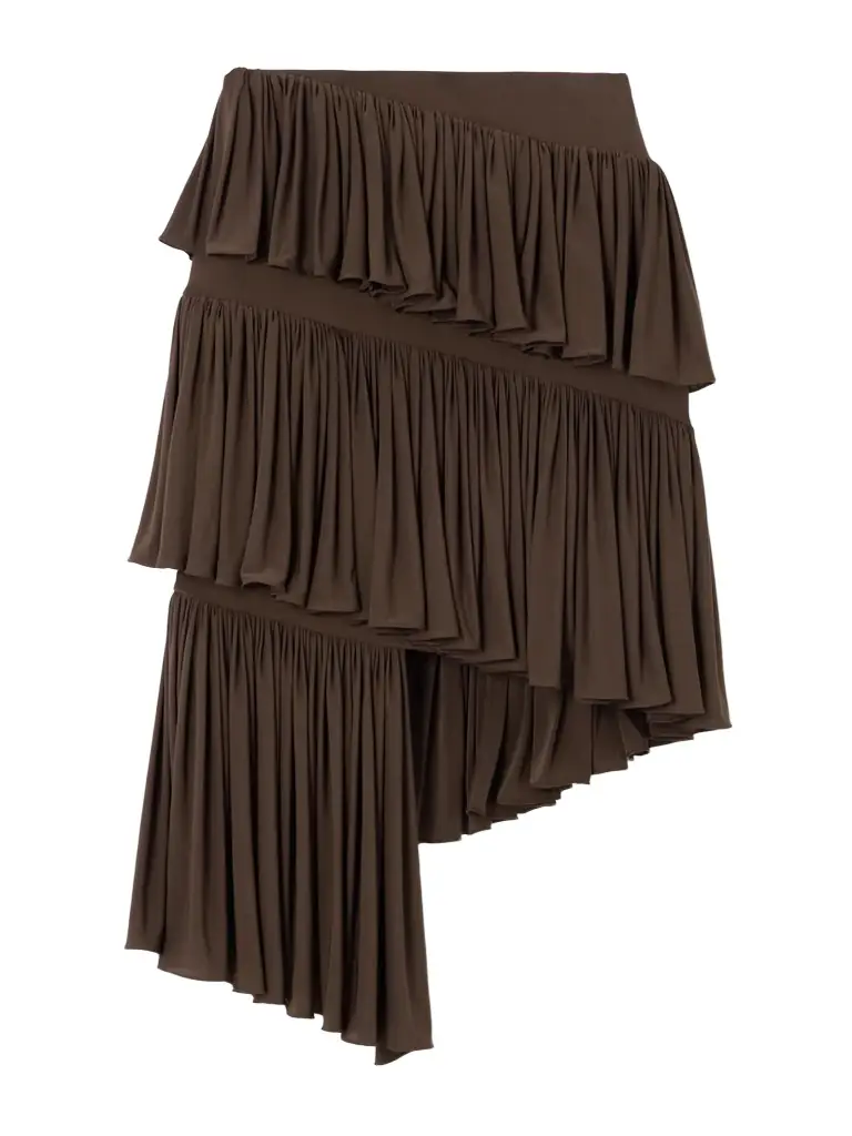 Alaïa Tiered Asymmetric Jersey Mini Skirt