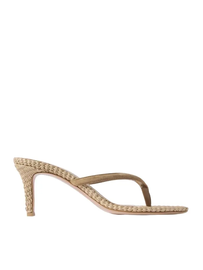 Gianvito Rossi Calypso 70 Suede-trimmed Raffia Sandals