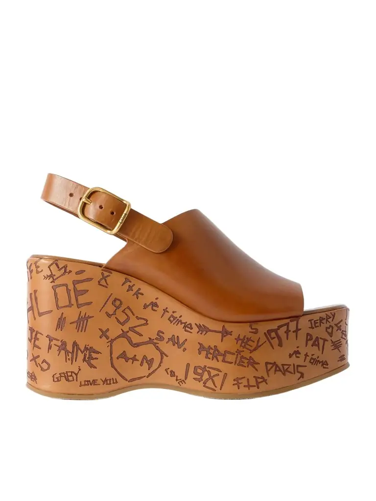 Chloé Maxime Leather Platform Wedge Sandals
