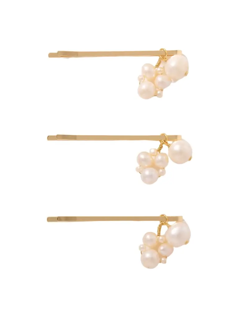 Completedworks Set Of Three Gold-plated Pearl Hair Clips