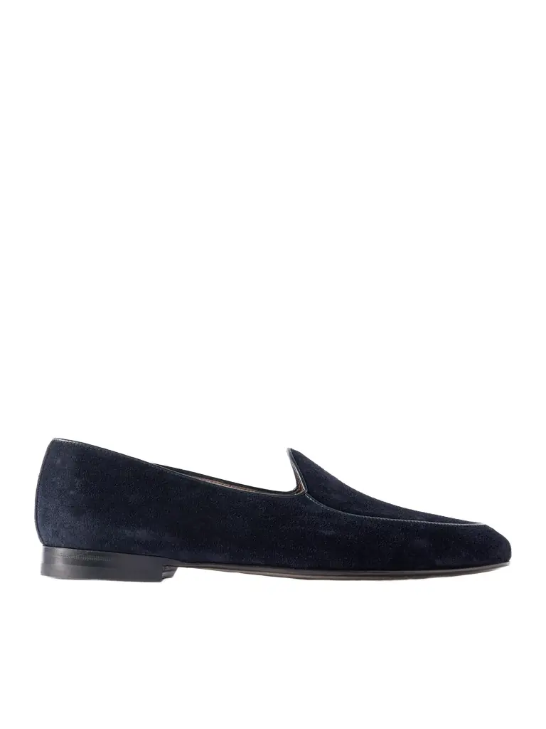 Manolo Blahnik Modena Leather-Trimmed Suede Loafers - Men
