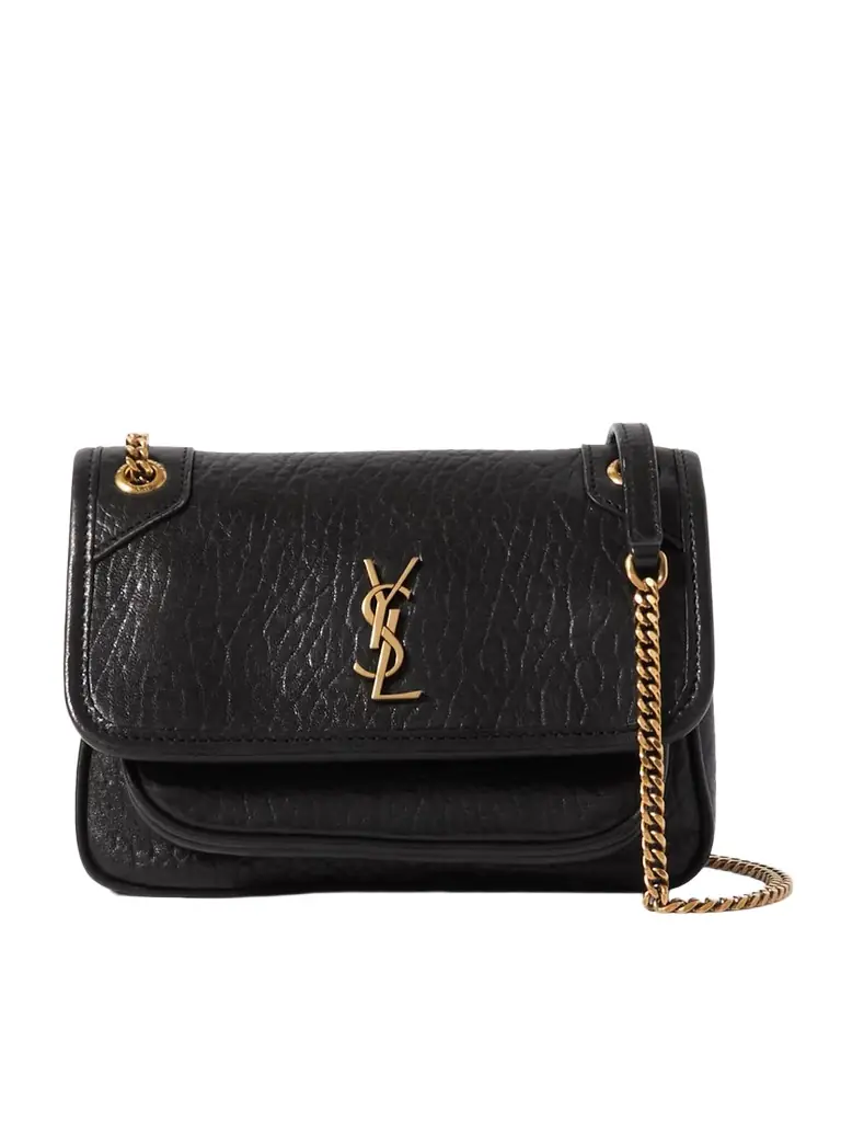 Saint Laurent Niki Mini Crinkled-leather Shoulder Bag